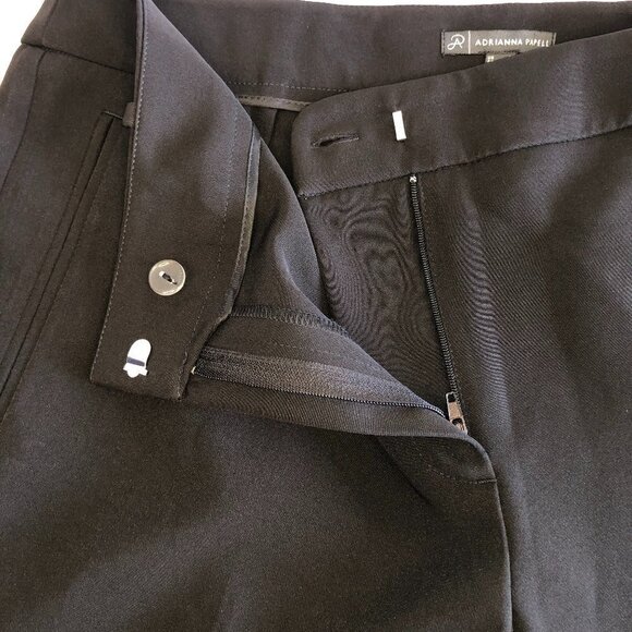 Adrianna Papell Pants Straight Leg Mid Rise Black Career Trouser Womens Size 12 - Picture 6 of 10